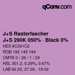 カラーコード: J+S Rasterfaecher - J+S 290K 050% · Black 0% | qconv.com