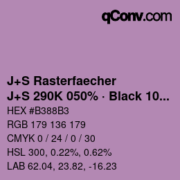 カラーコード: J+S Rasterfaecher - J+S 290K 050% · Black 10% | qconv.com