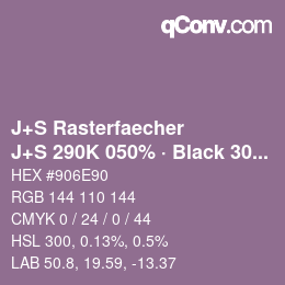 Farbcode: J+S Rasterfaecher - J+S 290K 050% · Black 30% | qconv.com