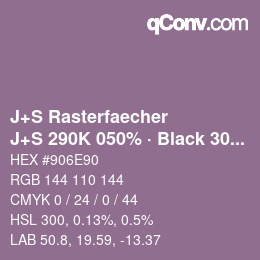 カラーコード: J+S Rasterfaecher - J+S 290K 050% · Black 30% | qconv.com