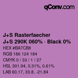 Farbcode: J+S Rasterfaecher - J+S 290K 060% · Black 0% | qconv.com