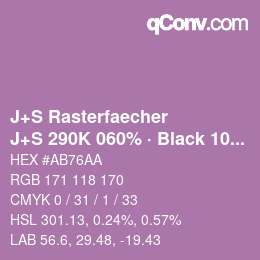 カラーコード: J+S Rasterfaecher - J+S 290K 060% · Black 10% | qconv.com