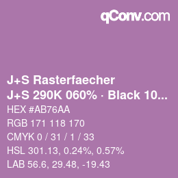 Color code: J+S Rasterfaecher - J+S 290K 060% · Black 10% | qconv.com