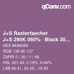 Code couleur: J+S Rasterfaecher - J+S 290K 060% · Black 30% | qconv.com