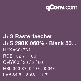 Farbcode: J+S Rasterfaecher - J+S 290K 060% · Black 50% | qconv.com