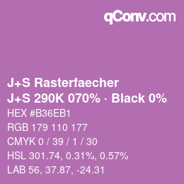 Farbcode: J+S Rasterfaecher - J+S 290K 070% · Black 0% | qconv.com