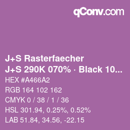 Code couleur: J+S Rasterfaecher - J+S 290K 070% · Black 10% | qconv.com