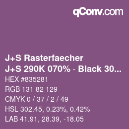 Farbcode: J+S Rasterfaecher - J+S 290K 070% · Black 30% | qconv.com
