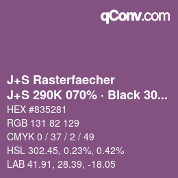 Color code: J+S Rasterfaecher - J+S 290K 070% · Black 30% | qconv.com