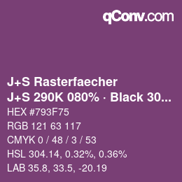 Code couleur: J+S Rasterfaecher - J+S 290K 080% · Black 30% | qconv.com