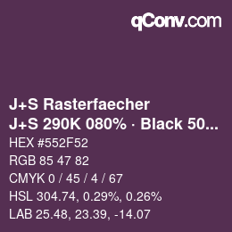 Farbcode: J+S Rasterfaecher - J+S 290K 080% · Black 50% | qconv.com