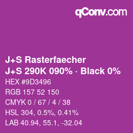 Code couleur: J+S Rasterfaecher - J+S 290K 090% · Black 0% | qconv.com
