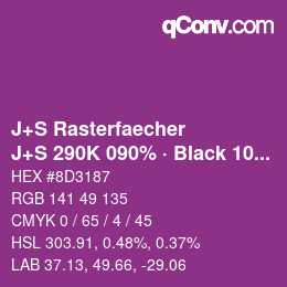 Farbcode: J+S Rasterfaecher - J+S 290K 090% · Black 10% | qconv.com