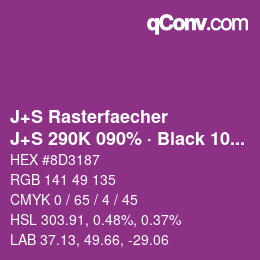 Code couleur: J+S Rasterfaecher - J+S 290K 090% · Black 10% | qconv.com
