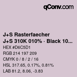 カラーコード: J+S Rasterfaecher - J+S 310K 010% · Black 10% | qconv.com