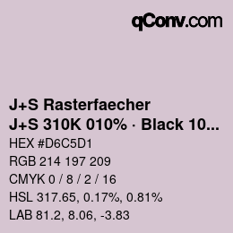 Color code: J+S Rasterfaecher - J+S 310K 010% · Black 10% | qconv.com