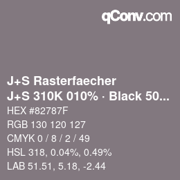 Farbcode: J+S Rasterfaecher - J+S 310K 010% · Black 50% | qconv.com