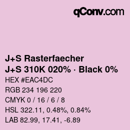 Farbcode: J+S Rasterfaecher - J+S 310K 020% · Black 0% | qconv.com