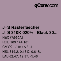 Code couleur: J+S Rasterfaecher - J+S 310K 020% · Black 30% | qconv.com