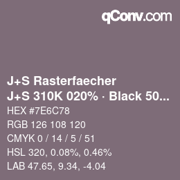 Code couleur: J+S Rasterfaecher - J+S 310K 020% · Black 50% | qconv.com