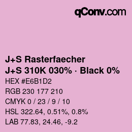 カラーコード: J+S Rasterfaecher - J+S 310K 030% · Black 0% | qconv.com