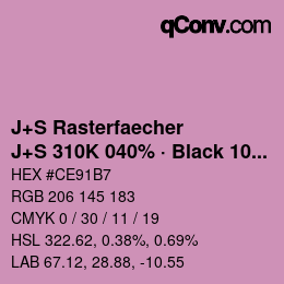 カラーコード: J+S Rasterfaecher - J+S 310K 040% · Black 10% | qconv.com