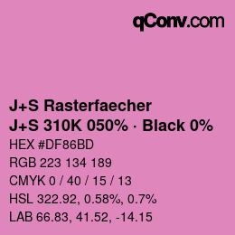Farbcode: J+S Rasterfaecher - J+S 310K 050% · Black 0% | qconv.com