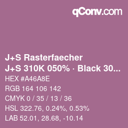 Farbcode: J+S Rasterfaecher - J+S 310K 050% · Black 30% | qconv.com