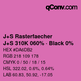 Code couleur: J+S Rasterfaecher - J+S 310K 060% · Black 0% | qconv.com