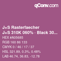 カラーコード: J+S Rasterfaecher - J+S 310K 060% · Black 30% | qconv.com