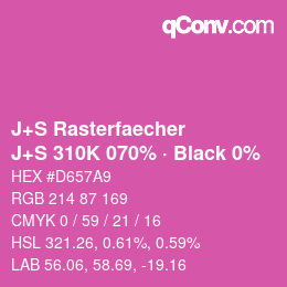 Code couleur: J+S Rasterfaecher - J+S 310K 070% · Black 0% | qconv.com