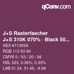 カラーコード: J+S Rasterfaecher - J+S 310K 070% · Black 50% | qconv.com