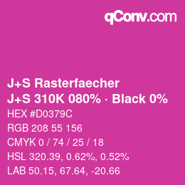 Color code: J+S Rasterfaecher - J+S 310K 080% · Black 0% | qconv.com