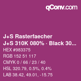 Farbcode: J+S Rasterfaecher - J+S 310K 080% · Black 30% | qconv.com