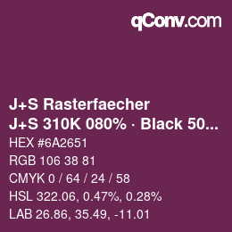 Code couleur: J+S Rasterfaecher - J+S 310K 080% · Black 50% | qconv.com
