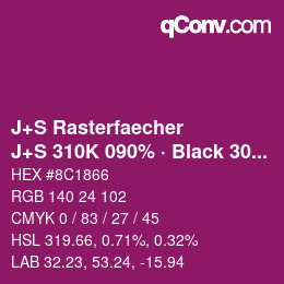 Farbcode: J+S Rasterfaecher - J+S 310K 090% · Black 30% | qconv.com