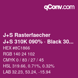 Color code: J+S Rasterfaecher - J+S 310K 090% · Black 30% | qconv.com