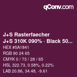 カラーコード: J+S Rasterfaecher - J+S 310K 090% · Black 50% | qconv.com