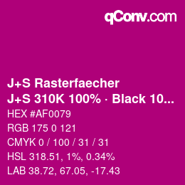 カラーコード: J+S Rasterfaecher - J+S 310K 100% · Black 10% | qconv.com