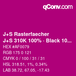 Color code: J+S Rasterfaecher - J+S 310K 100% · Black 10% | qconv.com