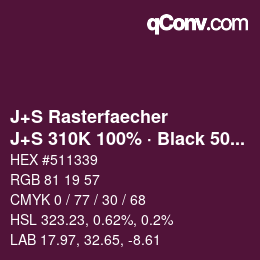 Farbcode: J+S Rasterfaecher - J+S 310K 100% · Black 50% | qconv.com