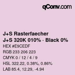 Farbcode: J+S Rasterfaecher - J+S 320K 010% · Black 0% | qconv.com