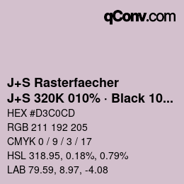 Farbcode: J+S Rasterfaecher - J+S 320K 010% · Black 10% | qconv.com