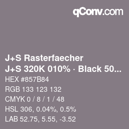 Farbcode: J+S Rasterfaecher - J+S 320K 010% · Black 50% | qconv.com