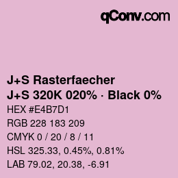 Code couleur: J+S Rasterfaecher - J+S 320K 020% · Black 0% | qconv.com