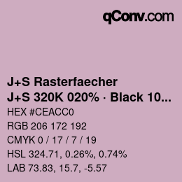 カラーコード: J+S Rasterfaecher - J+S 320K 020% · Black 10% | qconv.com