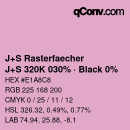 Farbcode: J+S Rasterfaecher - J+S 320K 030% · Black 0% | qconv.com