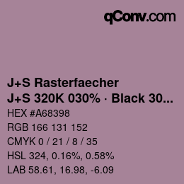 カラーコード: J+S Rasterfaecher - J+S 320K 030% · Black 30% | qconv.com