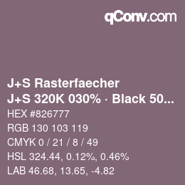Farbcode: J+S Rasterfaecher - J+S 320K 030% · Black 50% | qconv.com