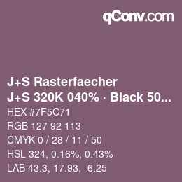 Farbcode: J+S Rasterfaecher - J+S 320K 040% · Black 50% | qconv.com